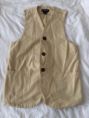 The J. Peterman Company Tan Utility Safari Vest Size Small 100% Cotton